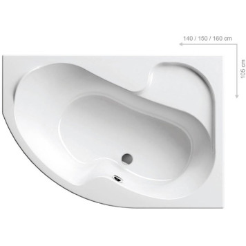 Ванна Rosa I 150х105 правая белая (СНИМАЕТСЯ С ПРОИЗВОДСТВА 2023г) CJ01000000