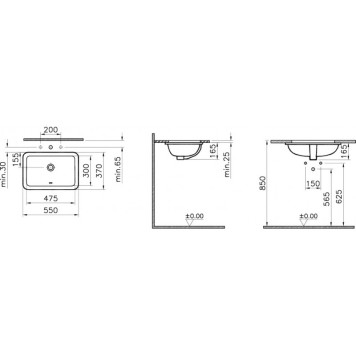 7475B003-0618 S20 раковина встраиваемая снизу 48 см, цвет белый 7475B003-0618-1