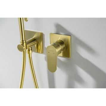 AQ1220BG ОБЕРОН комплект для гигиенического душа встроенный 2 отв. (смеситель + гигиеническая лейка + шланг), шлиф. золото AQ1220BG-5