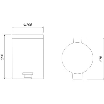 AQ4991CR корзина для мусора с педалью, 5л, полир. хром AQ4991CR-1