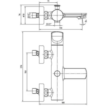 102102470HEX MYRA смеситель для ванны 102102470HEX-1