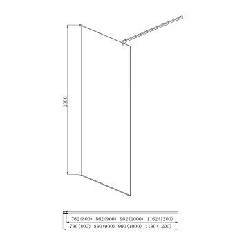 AQ WIW 10020CH Душевая перегородка Walk in с держателем 1000x2000 профиль хром, стекло прозрачное AQ WIW 10020CH-2