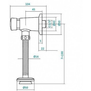 1.WH30.2.089 ГАЛА кран для писсуара, нажимной 1.WH30.2.089-1