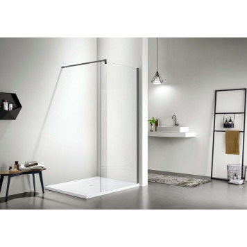 AQ WIW 08020GM Душевая перегородка Walk in с держателем 800x2000 профиль оружейная сталь, стекло прозрачное AQ WIW 08020GM-2