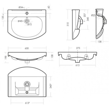Тумба напольная Лагуна/3 + Умывальник ЛАГУНА 65 SET_Лагуна-3/Лагуна-65-2
