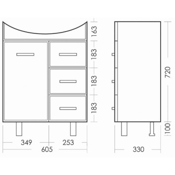 Тумба напольная Лагуна/3 + Умывальник ЛАГУНА 65 SET_Лагуна-3/Лагуна-65-6