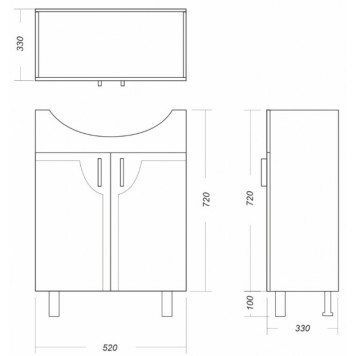 Тумба напольная Идеал + Умывальник РЕАЛ 56 SET_Идеал/Реал-56-3