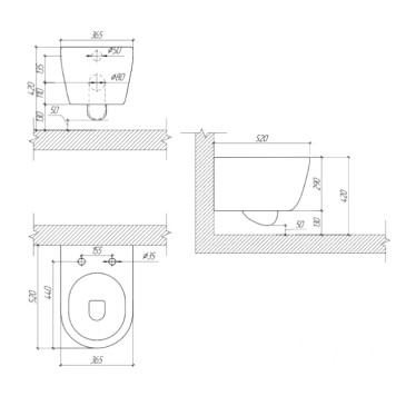 AQ0700-01 ПОЛАРИС унитаз подвесной безободковый, белый 360518360 мм, крышка-сиденье с механизмом плавного закрывания из дюропласта, крепеж AQ0700-01-7