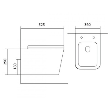 AQ0530N-00 ЛИБРА New Унитаз подвесной безободковый 525360290мм, тонкое сиденье с механизмом плавного закрывания, крепеж AQ0530N-00-1