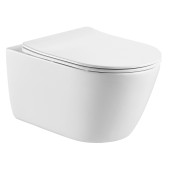 AQ1365T-00 ОБЕРОН Унитаз подвесной безободковый 531360344мм смыв TORNADO, тонкое сиденье с механизмом плавного закрывания, крепеж AQ1365T-00