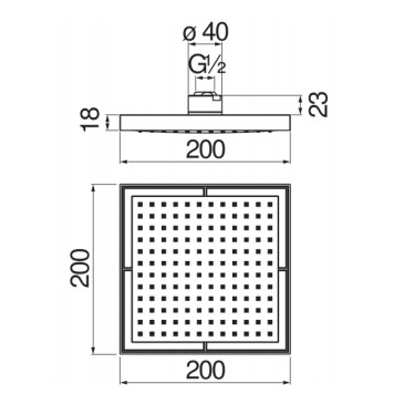 AD139/17CBM MIA верхний душ 20х20 см, матовый черный AD139/17CBM-1