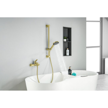 AQ1748BG ЛУГАНО смеситель для ванны с душевым гарнитуром 3jet, шлиф. золото AQ1748BG-5