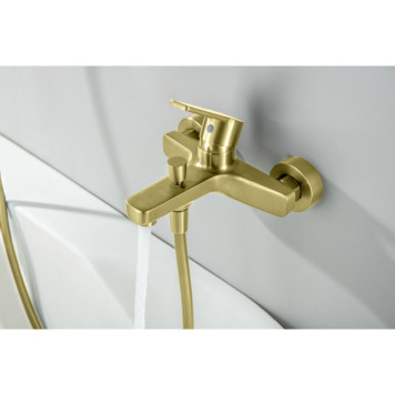 AQ1748BG ЛУГАНО смеситель для ванны с душевым гарнитуром 3jet, шлиф. золото AQ1748BG-7