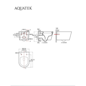 AQ1363WT-00 ОБЕРОН Унитаз подвесной безободковый tornado 531360344мм, тонкое сиденье с механизмом плавного закрывания, крепеж AQ1363WT-00-5