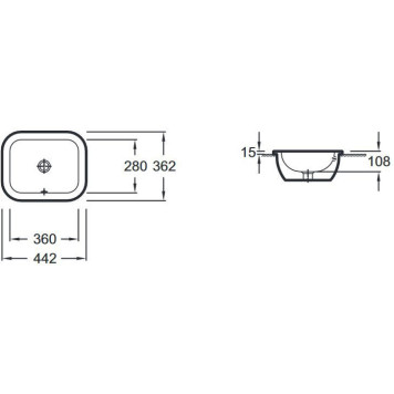 Vox EYD102-00 Встраиваемая раковина 44 см, без заглушки перелива, белая EYD102-00-1