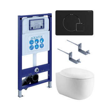 SET AQUATEK АЛЬТАИР cm-069 4в1 (рама AQUATEK INS-0000025 +крепление KKI-0000002 +кнопка KDI-0000069 +унитаз AQ1980-00 +тонкое сиденье с механиз) SET AQUATEK АЛЬТАИР cm-069 4в1