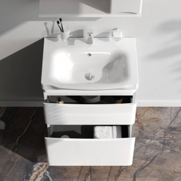 M80FSX0652WG База под раковину напольная 65 см, 2 ящика, белый глянец-1