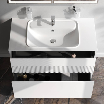 M8FFUX1002WM База под раковину, 2 ящика, 100 см, белый матовый-1