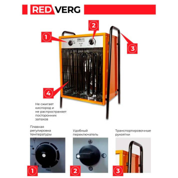 Воздухонагреватель электрический REDVERG RD-EHS30/380-5