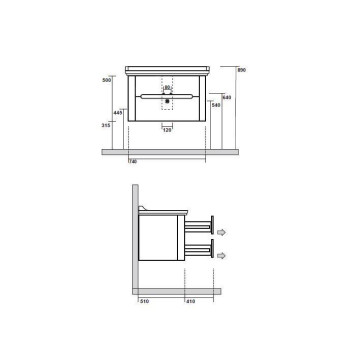 Kerasan Waldorf Комплект подвесной мебели 80см, с 2-мя ящиками Цвет: noce. 4141K1bi/cr*1, 925646-4