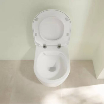 VilleroyBoch Avento Унитаз 37х53х31см.,подвесной, безободковый, в комплекте сиденье SlimSeat с микролифтом, цвет: альпийский белый. 5656RS01-7