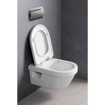 VilleroyBoch Architectura Унитаз 37х53х33см., подвесной, безободковый, в комплекте сиденье c микролифтом, цвет: альпийский белый. 5684HR01-10
