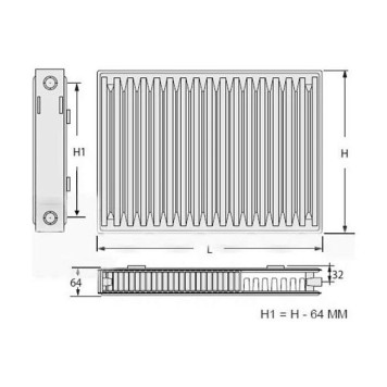 Радиатор стальной панельный Kermi Profil-V FTV 11 500/1400 нижнее правое подключение 2xG3/4. FTV110501401R2-2