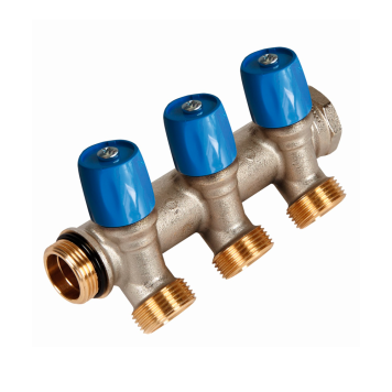 Коллектор HENCO VBS с синими вентилями, 1 НР под евроконус, 1- 4xEK VBS060504-BL