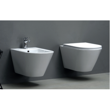 AZZURRA FORMA Унитаз подвесной безободковый 54х37х34см с сиденьем soft close антигрязевое покрытие, цвет: белый-2