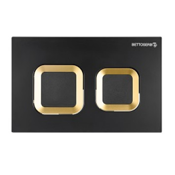 Клавиша смыва BETTOSERB черный матовый + золото глянец квадр., серия SMART