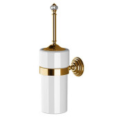 DevonDevon Gemstone Ерш для унитаза, подвесной в керамической колбе, цвет: античная латунь/белый. GEM720-OTS