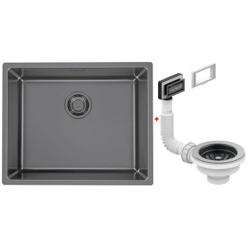 Alv 1122673 Kombino 50 Mon Ant Мойка U, r15, 1 чаша, 1 мм, SAT, 3½ 542х442х195 мм+выпуск шк 600 1122673