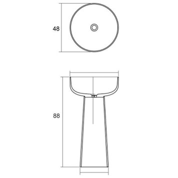 Dea Design Light Раковина 48x48x88см., напольная, без отв., Glasstek, прозрачная смола, цвет: чаша classic green/пьедестал белый. DD2027 480 R6 18-1