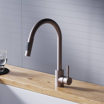 D3007511 Смеситель для кухни с вытяжным изливом, сатин-4