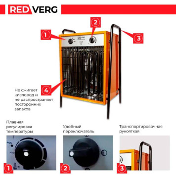 Воздухонагреватель электрический REDVERG RD-EHS22/380-7