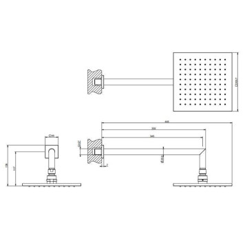 Gessi Emporio shower Верхний душ 20х20см., подвесной, поворотная, с защитой от известкового налёта, цвет: Finox Brushed Nickel-1