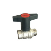 Кран шаровой, Oventrop, Optibal, полнопроходной, DN-25, 1, НВ, PN, бар-16, ручка-пластмассовая, удлинённая антрацит, латунь, никелированный