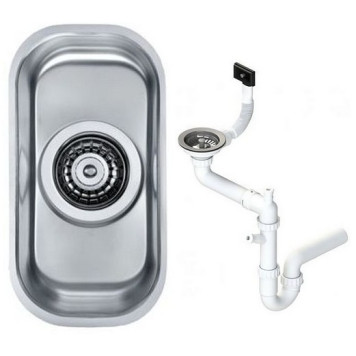 Alv 1079965 Variant 110 Мойка U, 1 чаша, 0,8 мм, SAT, 3½ 148х300х120 мм+сифон 1130550 1079965