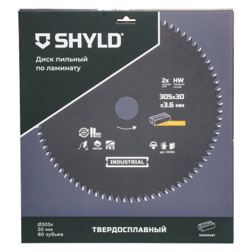 Диск пильный по ламинату SHYLD твердосплавный 305х30 мм, 80 зубьев(20590)