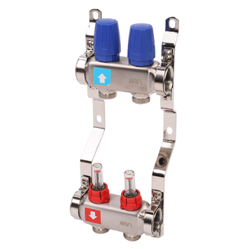 Коллектор, Premium, 1 х 3/4ЕК, 2 выхода, в сборе с расходомерами