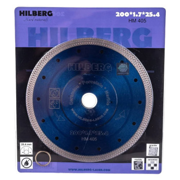 Диск алмазный Hilberg Турбо200*25,4/22,23 ультратонкий х-тип HM405-4