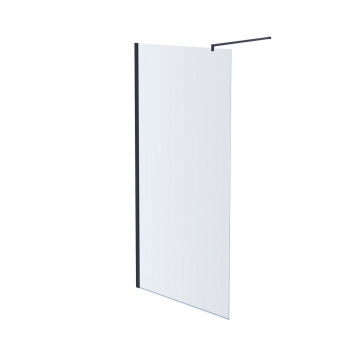 AQ WIW 10020BL Душевая перегородка Walk in с держателем 1000x2000 профиль черный, стекло прозрачное AQ WIW 10020BL