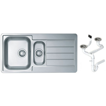 Alv 1064281 Line 10 Мойка I обор, 1½ чаши, 0,7 мм, NAT, 3½ 980х500х160 мм + сифон 1130555, шк 600 1064281