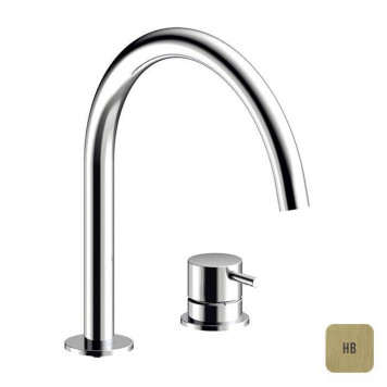 Almar Mixers Смеситель для раковины, 2 отв., без донного клапана, цвет: латунь брашированная PVD. E214005.HB