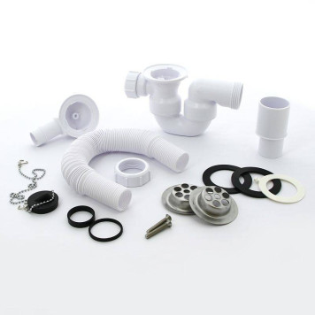 Слив-перелив McAlpine неразб. с раздв. перел. L380-700 х 34 мм нерж. реш. пробкой и цеп. выход D=40/50 мм-1