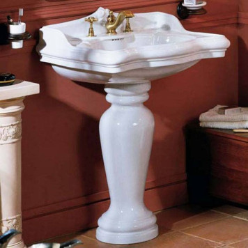 Azzurra Jubilaeum Раковина 70x55xH32,5 см, с пьедесталом 27xH68 см, 3 отв., цвет: Bianco lucido. JUCLT0000000BI/(JUB300 bi), JULP0705500TBI/(JUB200/T bi)*3