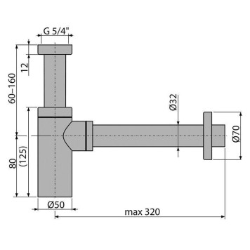 Сифон Alcaplast бутылочный для раковины 5/4 х 32 мм металл-1