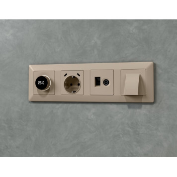 Накладка для розетки с заземлением и со шторками и 2хUSB type С Ambrella Volt ALFA AP3705-2