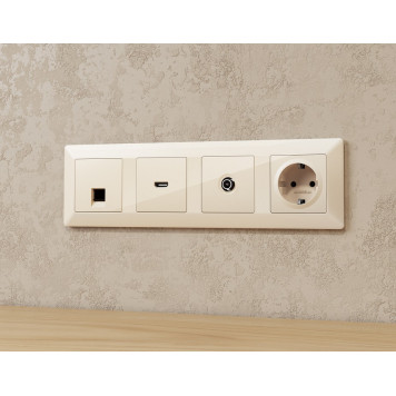 Розетка Ethernet RJ-45 и со шторками, без рамки Ambrella Volt ALFA MA312005-2