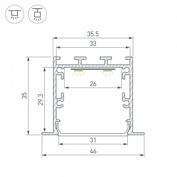 Профиль встраиваемый Arlight LINIA 059365-2